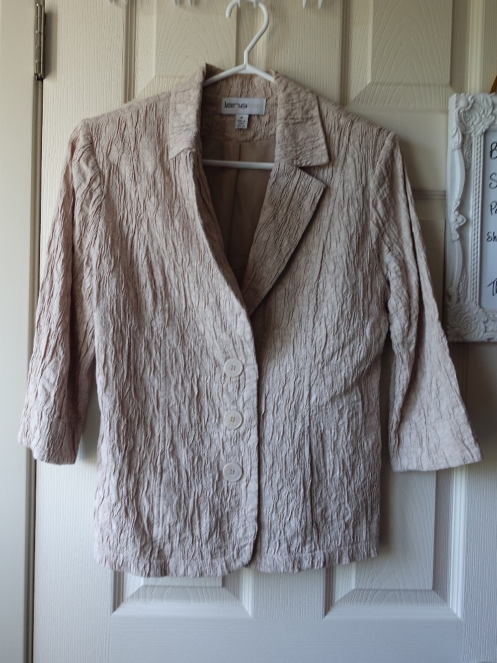 COTTON Lana Lee 58% Cotton Beige Crinkled Blazer